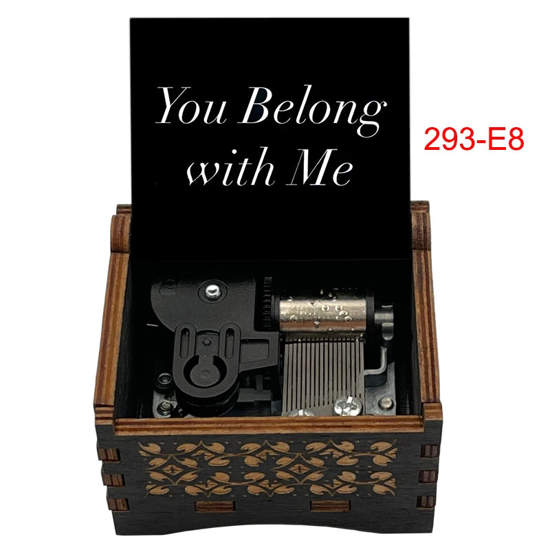 "You Belong With Me" Hand-Crank Wooden Music Box - Taylor Swift Inspired Fan Souvenir - Laser-Engraved Lyrics & Portrait - Limited Edition Musical Keepsake Gift