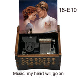 Titanic "My Heart Will Go On" Hand-Crank Wooden Music Box - Laser-Engraved Jack & Rose Movie Scene - Romantic Anniversary & Valentine's Day Gift - Vintage Musical Keepsake for Movie Lovers
