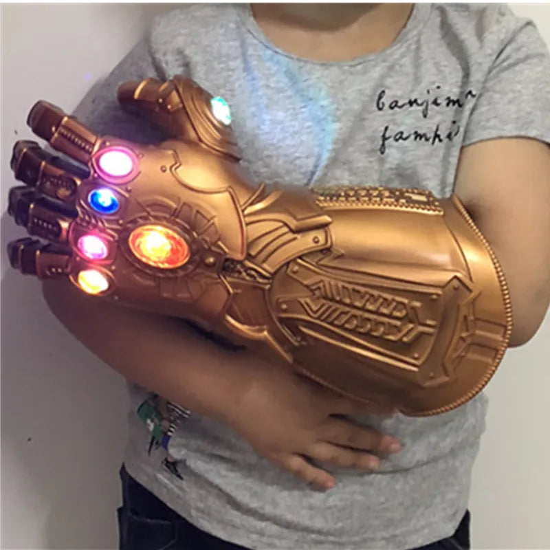 Infinity Gauntlet Prop Replica - Metallic Gold Armor Glove with 6 Infinity Stones - Marvel Superhero Cosplay Weapon, Costume Prop & Desk Display for Fans & Collectors
