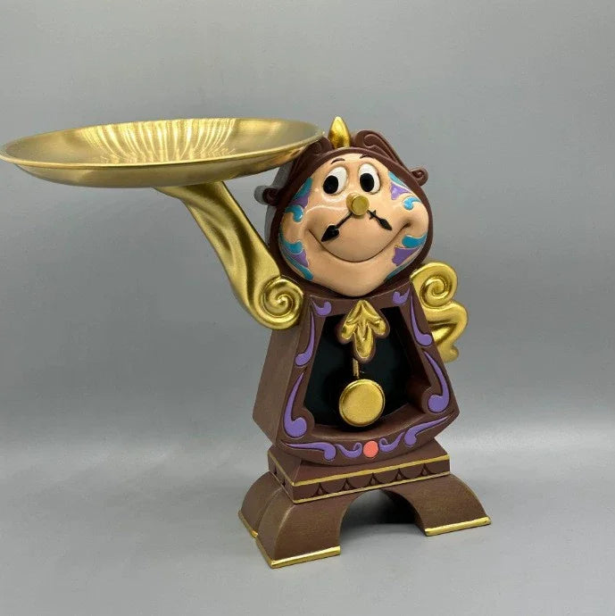 Beauty and the Beast Cogsworth & Lumiere Desktop Collectible Set - Functional Pendulum Clock & Light-Up LED Figurine - Premium Resin Movie Replica Home Decor & Gift Duo