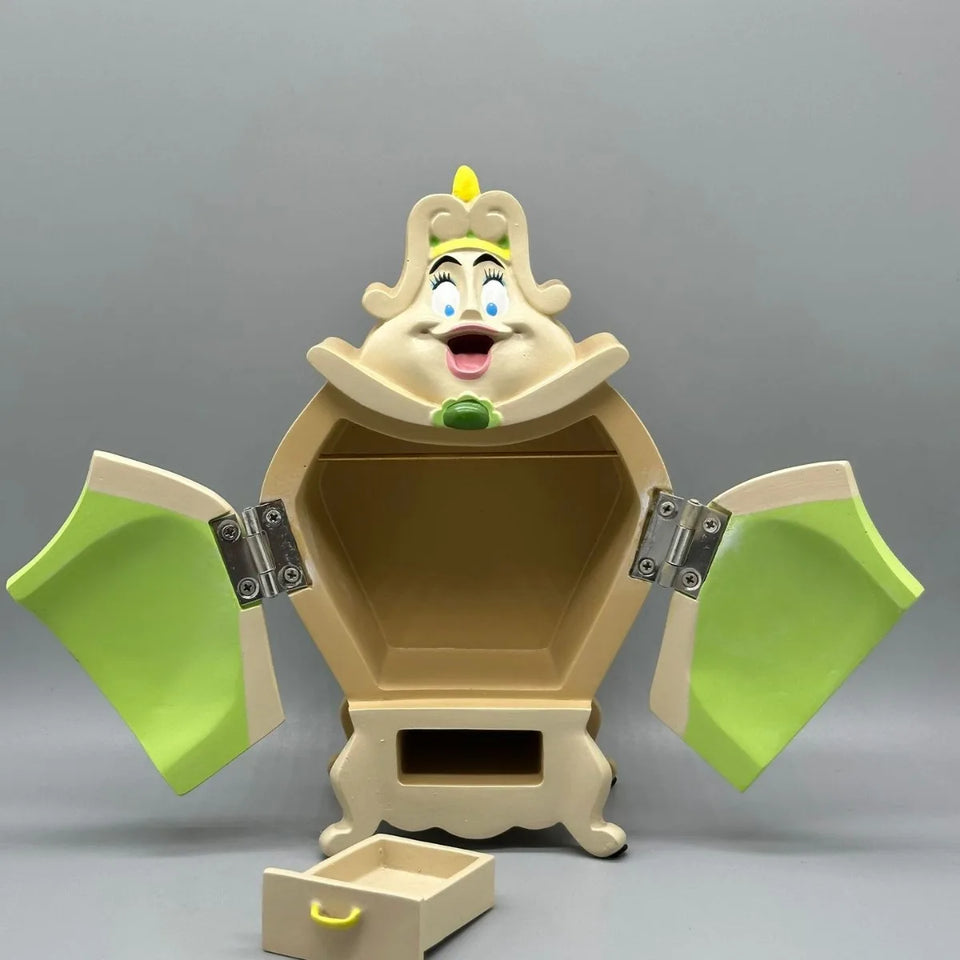 Beauty and the Beast Cogsworth & Lumiere Desktop Collectible Set - Functional Pendulum Clock & Light-Up LED Figurine - Premium Resin Movie Replica Home Decor & Gift Duo