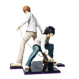 Anime Psychological Thriller Action Figure Set - L Lawliet & Light Yagami Collectible Statue - Dynamic Crouching Dual Character Display Scene Model - Premium Desktop Toy Gift for Manga & Otaku Fans