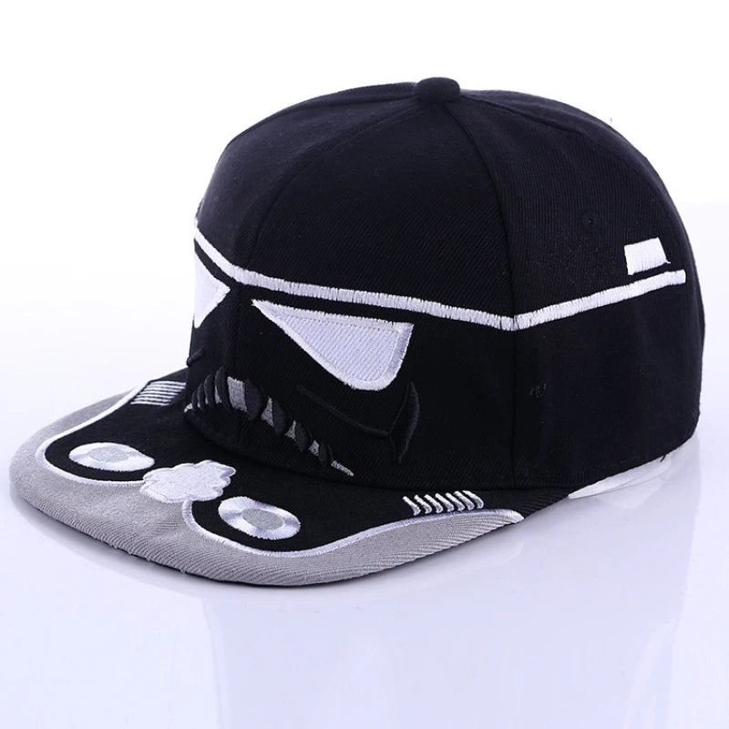 Star Wars Stormtrooper Snapback Hat - Premium Embroidered Sci-Fi Imperial Soldier Baseball Cap - White & Grey Flat Brim Streetwear Trucker Hat - Adjustable Hip Hop Headwear Cosplay Gift