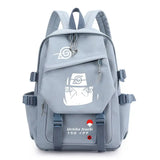 Anime Tactical Buckle Canvas Backpack - Leaf Village & Anbu Mask Graphic School Bookbag with Laptop Sleeve - Aesthetic Multi-Pocket Travel Rucksack for Students & Anime Fans