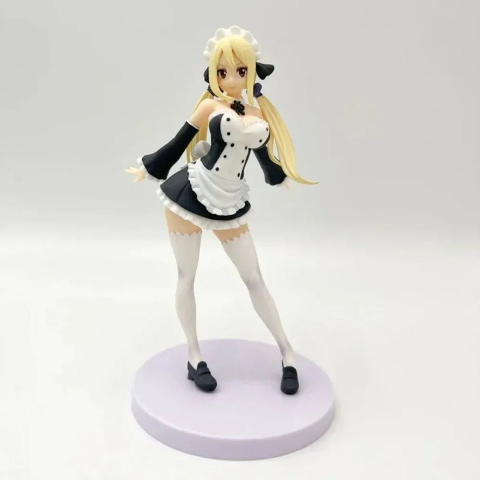 Fairy Tail Lucy Heartfilia Maid Costume Action Figure - Collectible Anime Statue with Display Box & Base - Desk Decor - 17CM