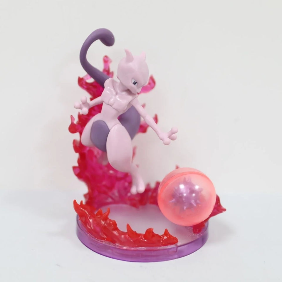 Pokémon Mewtwo LED Diorama Statue - Glowing Psychic Energy & Shadow Ball Action Figure - Collectible Anime Desk Statue & Gaming Setup Display - 15CM