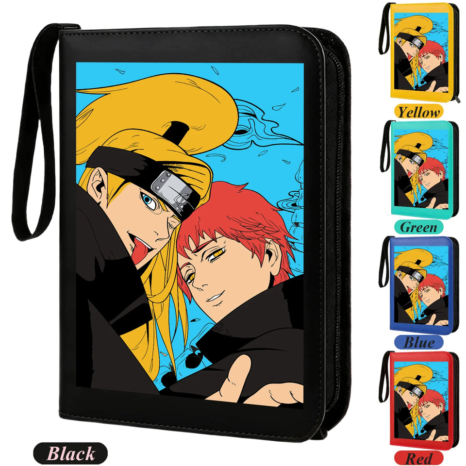 Anime Rogue Ninja Zippered Trading Card Binder - 9-Pocket PU Leather TCG Collector Folder Album with Wrist Strap & Red Cloud Graphic - Portable Storage Case for Pokemon, MTG, Yu-Gi-Oh & Sports Cards