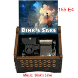 Anime Pirate Brook Wooden Music Box - Bink's Sake Engraved Hand-Crank Musical Toy - Retro Soul King Laser Etched Musicbox - Collectible Nostalgic Fan Gift for Birthday & Room Display