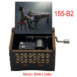 Anime Pirate Brook Wooden Music Box - Bink's Sake Engraved Hand-Crank Musical Toy - Retro Soul King Laser Etched Musicbox - Collectible Nostalgic Fan Gift for Birthday & Room Display
