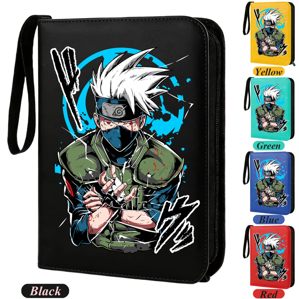 Anime Rogue Ninja Zippered Trading Card Binder - 9-Pocket PU Leather TCG Collector Folder Album with Wrist Strap & Red Cloud Graphic - Portable Storage Case for Pokemon, MTG, Yu-Gi-Oh & Sports Cards