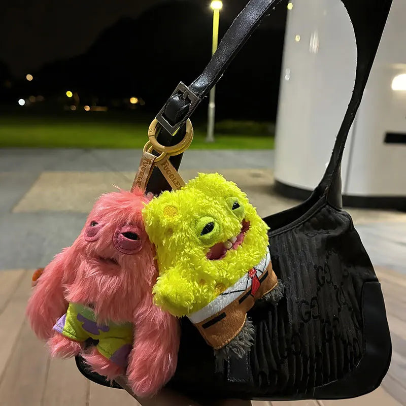 ZURU Fuggler x SpongeBob SquarePants Plush Collection - Limited Edition "Funny Ugly Monster" Keychains - Creepy-Cute Cartoon Collectibles - SpongeBob, Patrick, Squidward & Gary Editions
