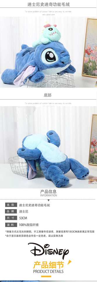 53cm Disney Stitch Lying Plush – Kawaii Stuffed Toy Pillow, Perfect Birthday Gift for Kids or Her