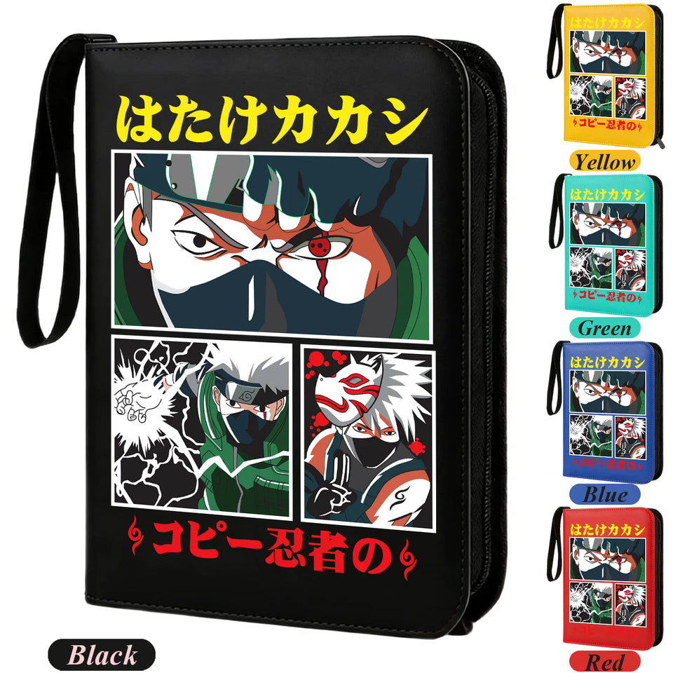Anime Rogue Ninja Zippered Trading Card Binder - 9-Pocket PU Leather TCG Collector Folder Album with Wrist Strap & Red Cloud Graphic - Portable Storage Case for Pokemon, MTG, Yu-Gi-Oh & Sports Cards