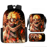 Naruto Tactical Ninja Graphic 3-Piece Backpack Set - Anime Laptop Bookbag with Matching Crossbody Lunch Bag & Pencil Case - 3-in-1 School Set for Students & Anime Fans
