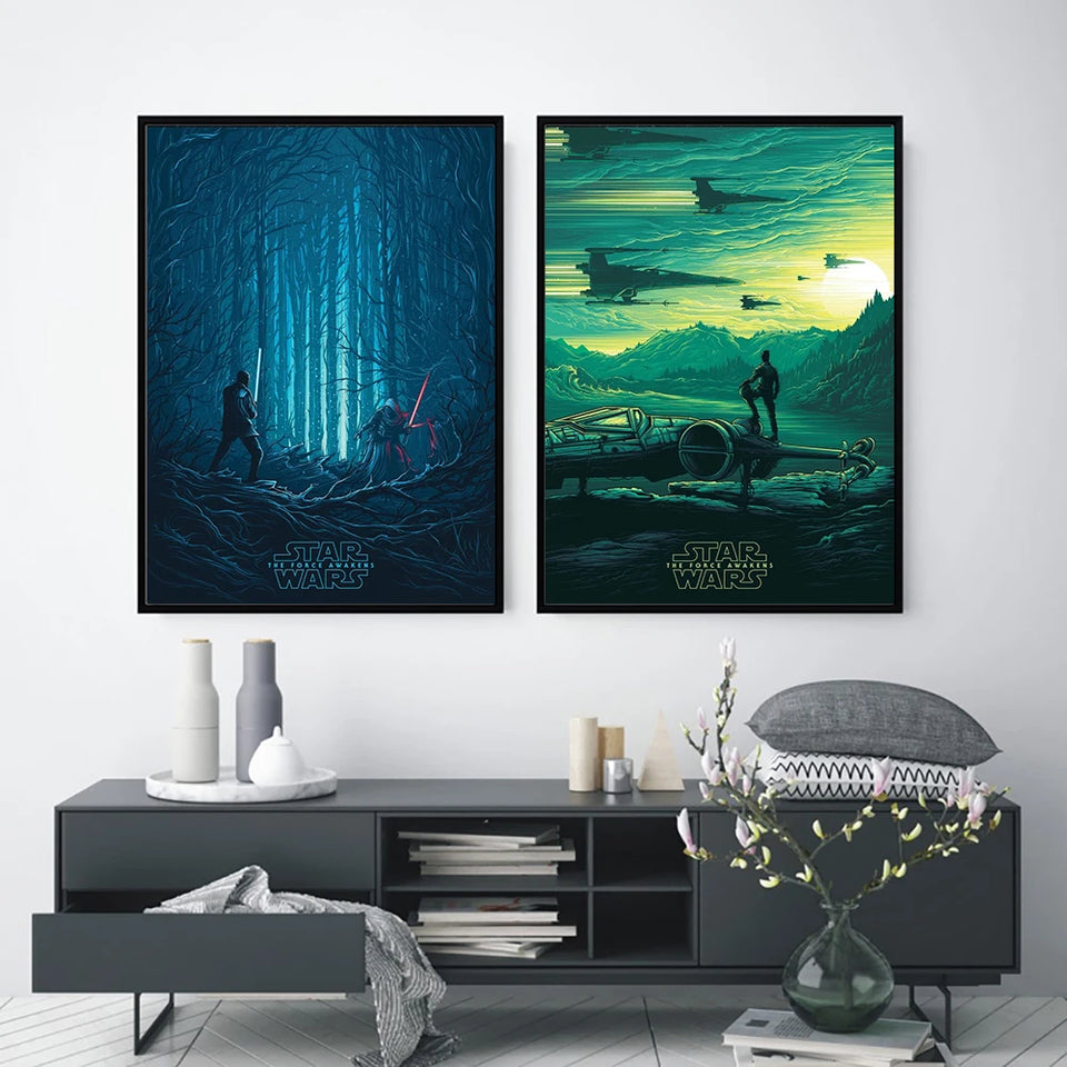 Star Wars Saga Canvas Wall Art – Retro Movie Posters & Minimalist Aesthetic Prints for Home Decor