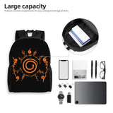 Naruto Eight Trigrams Sealing Emblem Backpack - Minimalist Nine-Tails Seal Symbol Canvas Bookbag - Black Anime Laptop Daypack for Students, Travel & Cosplay