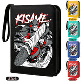 Anime Rogue Ninja Zippered Trading Card Binder - 9-Pocket PU Leather TCG Collector Folder Album with Wrist Strap & Red Cloud Graphic - Portable Storage Case for Pokemon, MTG, Yu-Gi-Oh & Sports Cards