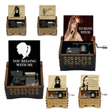 "You Belong With Me" Hand-Crank Wooden Music Box - Taylor Swift Inspired Fan Souvenir - Laser-Engraved Lyrics & Portrait - Limited Edition Musical Keepsake Gift
