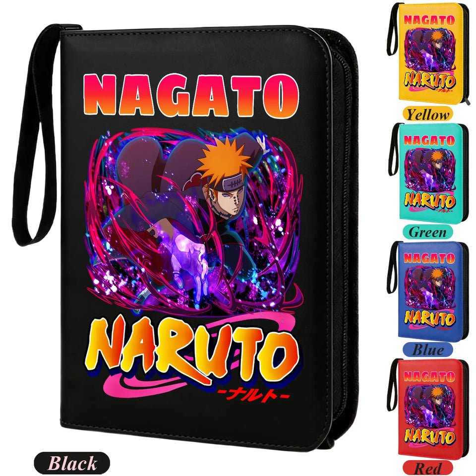 Anime Rogue Ninja Zippered Trading Card Binder - 9-Pocket PU Leather TCG Collector Folder Album with Wrist Strap & Red Cloud Graphic - Portable Storage Case for Pokemon, MTG, Yu-Gi-Oh & Sports Cards