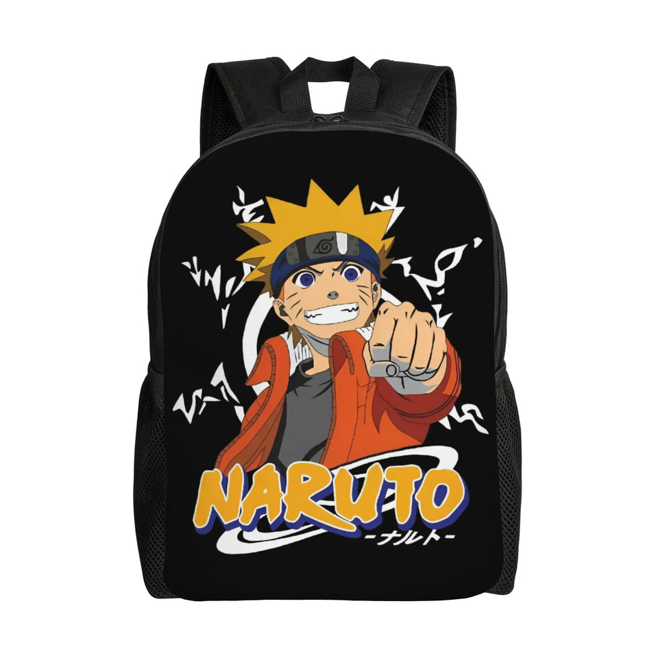 Naruto Eight Trigrams Sealing Emblem Backpack - Minimalist Nine-Tails Seal Symbol Canvas Bookbag - Black Anime Laptop Daypack for Students, Travel & Cosplay