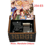 Anime Axis Powers Wooden Music Box - Vintage Hand-Crank Engraved Wooden Musical Toy - Retro Axis & Allies Character Art Print Musicbox - Collectible Nostalgic Fan Gift for Birthday & Room Display