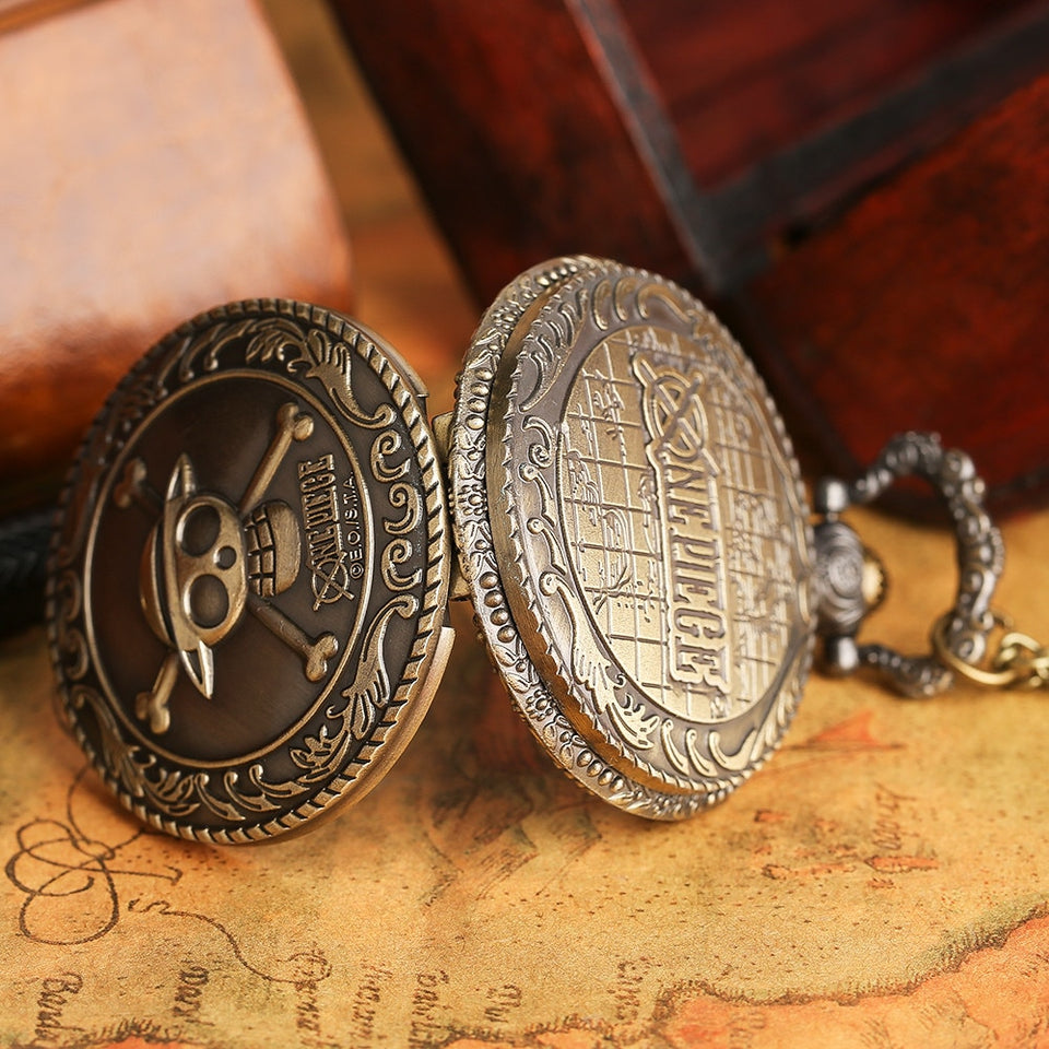 One Piece Anime Steampunk Vintage Pocket Watch Necklace