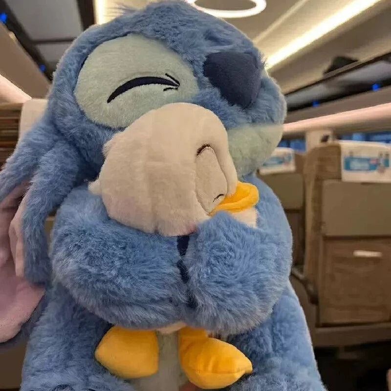 Classic Blue Alien Hugging Duckling Plush Toy - Cute Experiment 626 Duck Plushie Cushion - Kawaii Soft Fluffy Stuffed Animal Doll - Collectible Nostalgic Fan Gift for Kids Room, Bed & Desk Display - (35-80cm)