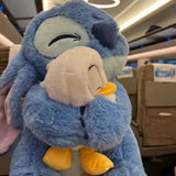 Classic Blue Alien Hugging Duckling Plush Toy - Cute Experiment 626 Duck Plushie Cushion - Kawaii Soft Fluffy Stuffed Animal Doll - Collectible Nostalgic Fan Gift for Kids Room, Bed & Desk Display - (35-80cm)