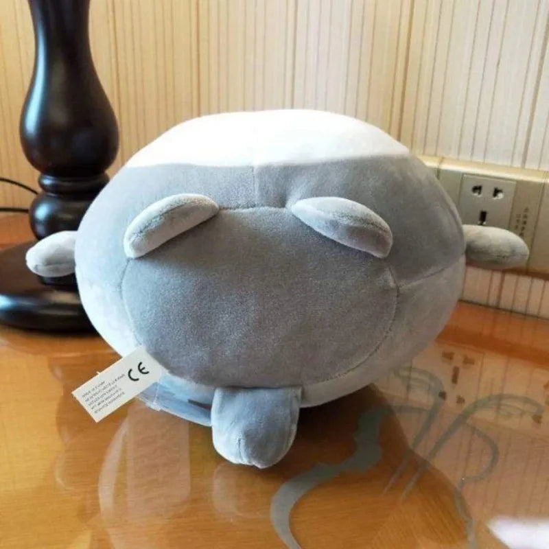 Anime Grey Forest Spirit Plush Toy - Cute Round Totoro Leaf Plushie Cushion - Kawaii Fluffy Chonky Animal Stuffed Doll - Collectible Nostalgic Fan Gift for Kids Room & Bed Desk Display