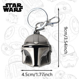 Star Wars Mandalorian Helmet Pewter Keyring - Premium Metal Beskar-Inspired Keychain - 3D Sculpted Mando Helmet Bag Charm - Galactic Bounty Hunter Accessory & Gift for Fans