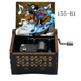 Anime Pirate Brook Wooden Music Box - Bink's Sake Engraved Hand-Crank Musical Toy - Retro Soul King Laser Etched Musicbox - Collectible Nostalgic Fan Gift for Birthday & Room Display