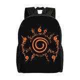 Naruto Eight Trigrams Sealing Emblem Backpack - Minimalist Nine-Tails Seal Symbol Canvas Bookbag - Black Anime Laptop Daypack for Students, Travel & Cosplay