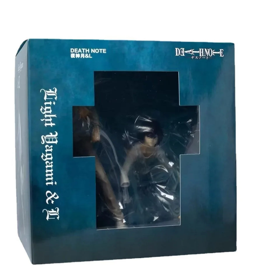 Anime Psychological Thriller Action Figure Set - L Lawliet & Light Yagami Collectible Statue - Dynamic Crouching Dual Character Display Scene Model - Premium Desktop Toy Gift for Manga & Otaku Fans