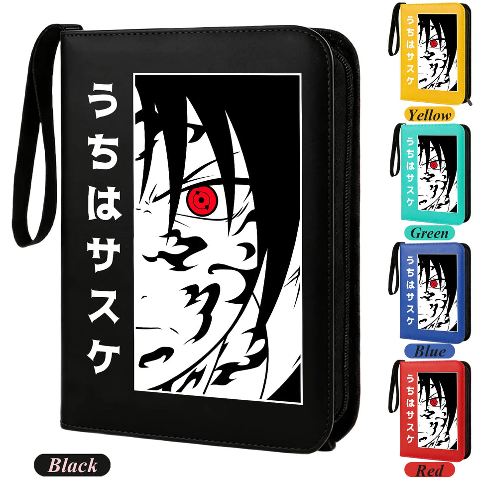 Anime Rogue Ninja Zippered Trading Card Binder - 9-Pocket PU Leather TCG Collector Folder Album with Wrist Strap & Red Cloud Graphic - Portable Storage Case for Pokemon, MTG, Yu-Gi-Oh & Sports Cards