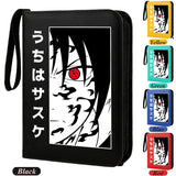 Anime Rogue Ninja Zippered Trading Card Binder - 9-Pocket PU Leather TCG Collector Folder Album with Wrist Strap & Red Cloud Graphic - Portable Storage Case for Pokemon, MTG, Yu-Gi-Oh & Sports Cards