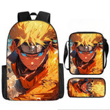 Naruto Tactical Ninja Graphic 3-Piece Backpack Set - Anime Laptop Bookbag with Matching Crossbody Lunch Bag & Pencil Case - 3-in-1 School Set for Students & Anime Fans