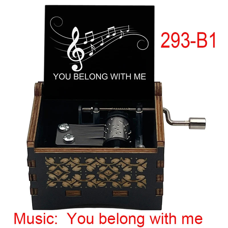 "You Belong With Me" Hand-Crank Wooden Music Box - Taylor Swift Inspired Fan Souvenir - Laser-Engraved Lyrics & Portrait - Limited Edition Musical Keepsake Gift