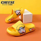 Anime Ninja Character Slide Sandals - Cute Cartoon Yellow Chibi Open Toe Slippers - Waterproof Non-Slip EVA Cloud Slides for Men, Women & Kids - Comfortable Indoor Outdoor Beach Footwear Gift