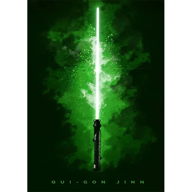 Star Wars Lightsaber Canvas Wall Art - Iconic Jedi & Sith Weaponry Prints - Minimalist Sci-Fi Movie Decor for Home, Office, or Game Room - Kylo Ren, Ahsoka Tano & Obi-Wan Editions