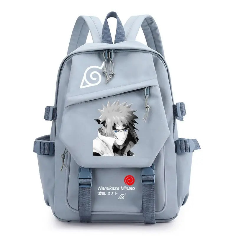 Anime Tactical Buckle Canvas Backpack - Leaf Village & Anbu Mask Graphic School Bookbag with Laptop Sleeve - Aesthetic Multi-Pocket Travel Rucksack for Students & Anime Fans
