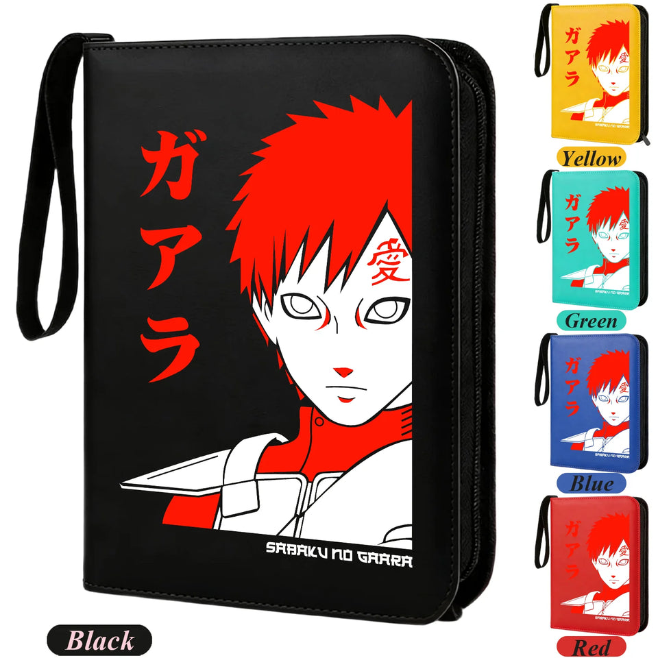 Anime Rogue Ninja Zippered Trading Card Binder - 9-Pocket PU Leather TCG Collector Folder Album with Wrist Strap & Red Cloud Graphic - Portable Storage Case for Pokemon, MTG, Yu-Gi-Oh & Sports Cards