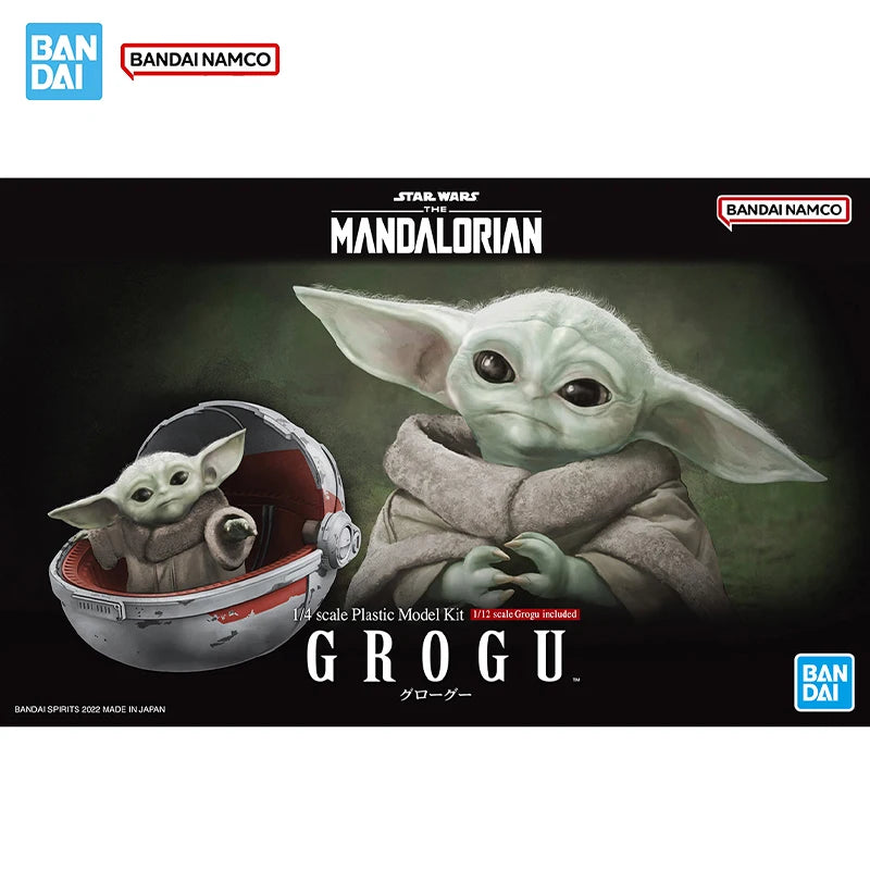 Bandai Original Star Wars: The Mandalorian Grogu Model Kit - Genuine 1/12 Scale Baby Yoda Action Figure with Hover Pram - Premium Grogu Collection Toys & Gifts