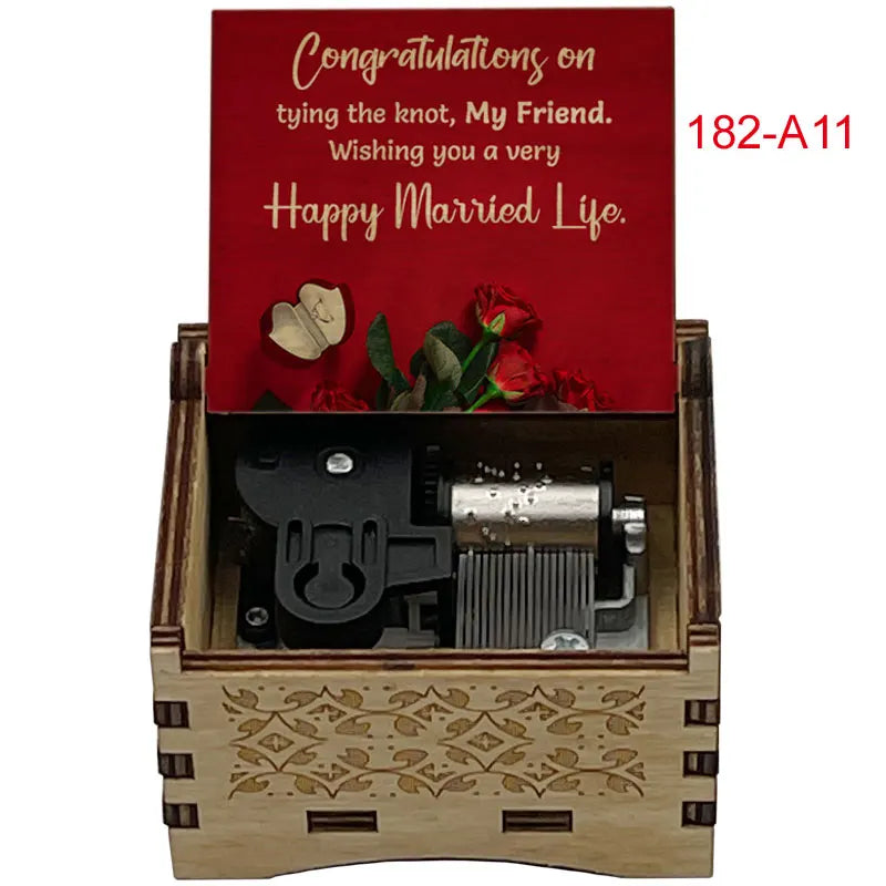 Disney-Pixar "Up" Hand-Crank Wooden Music Box - Married Life Theme Melody - Laser-Engraved Carl & Ellie Keepsake - Heartwarming Anniversary & Adventure Gift