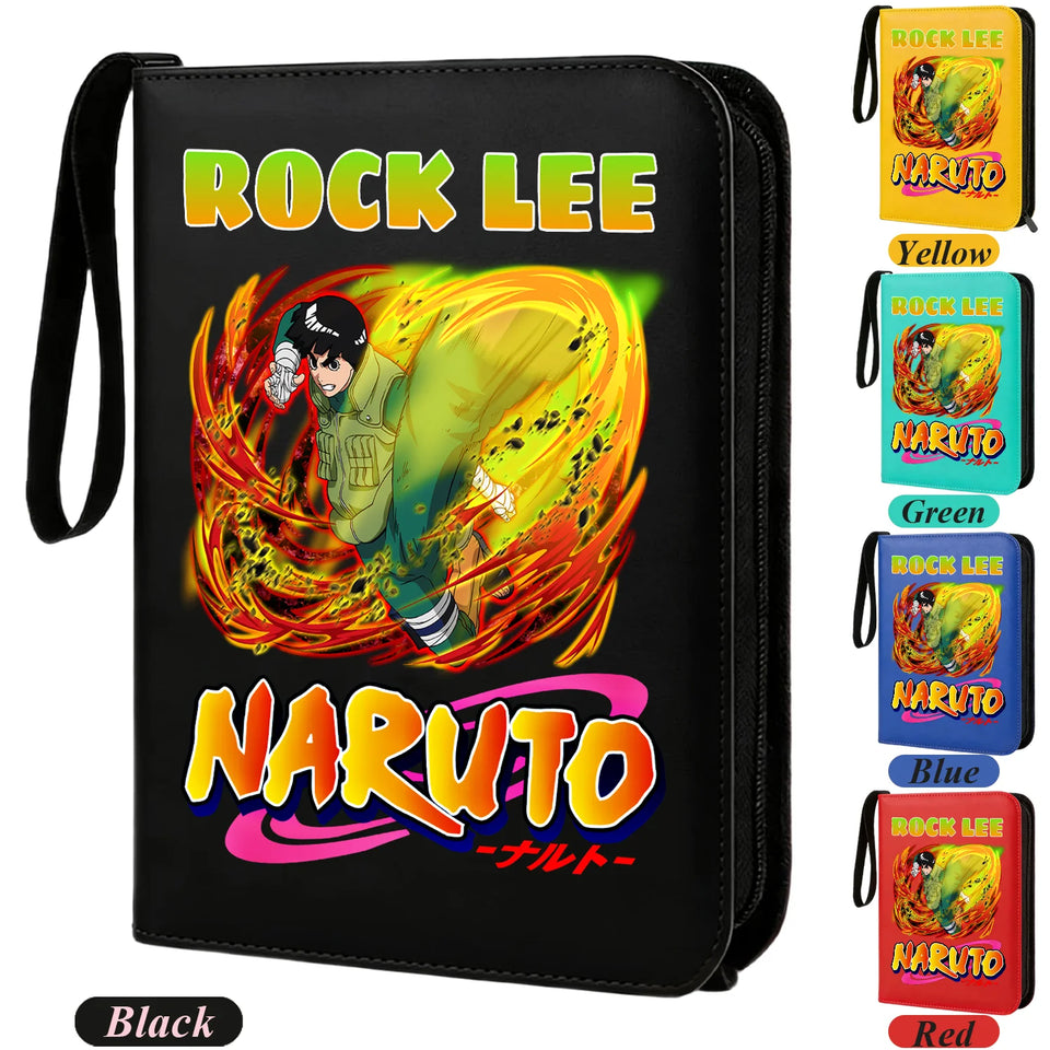 Anime Rogue Ninja Zippered Trading Card Binder - 9-Pocket PU Leather TCG Collector Folder Album with Wrist Strap & Red Cloud Graphic - Portable Storage Case for Pokemon, MTG, Yu-Gi-Oh & Sports Cards