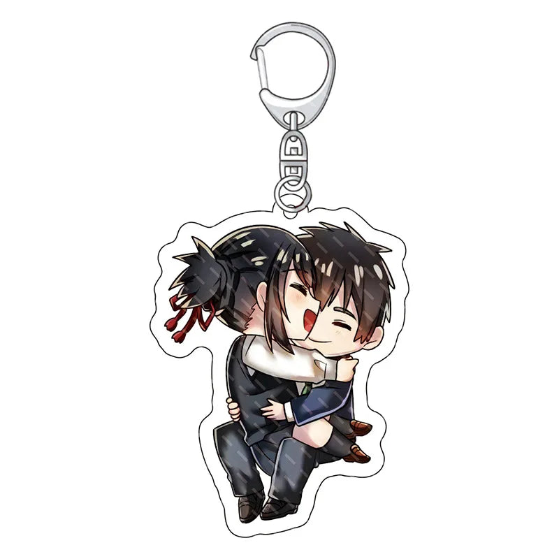 Weathering With You Chibi Acrylic Keychain Collection - Hodaka & Hina Cute Anime Couple Charm Set - Clear Double-Sided Pendant Keyring for Bags, Ita Bags & Anime Fans