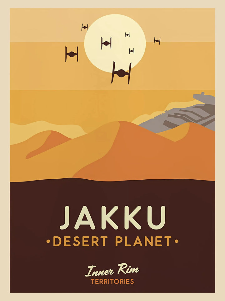 Star Wars Travel Poster Canvas Wall Art - Vintage Retro Planet Prints - Minimalist Sci-Fi Movie Decor for Home, Office, or Game Room - Naboo, Mustafar & Endor Editions