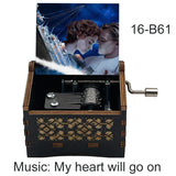 Titanic "My Heart Will Go On" Hand-Crank Wooden Music Box - Laser-Engraved Jack & Rose Movie Scene - Romantic Anniversary & Valentine's Day Gift - Vintage Musical Keepsake for Movie Lovers
