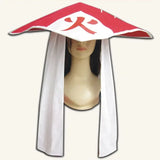 Naruto Hokage Cosplay Hat - Leaf Village Fire Shadow Conical Kasa Hat - Red & White Anime Straw Hat with Side Veils for Cosplay, Conventions & Costume Parties