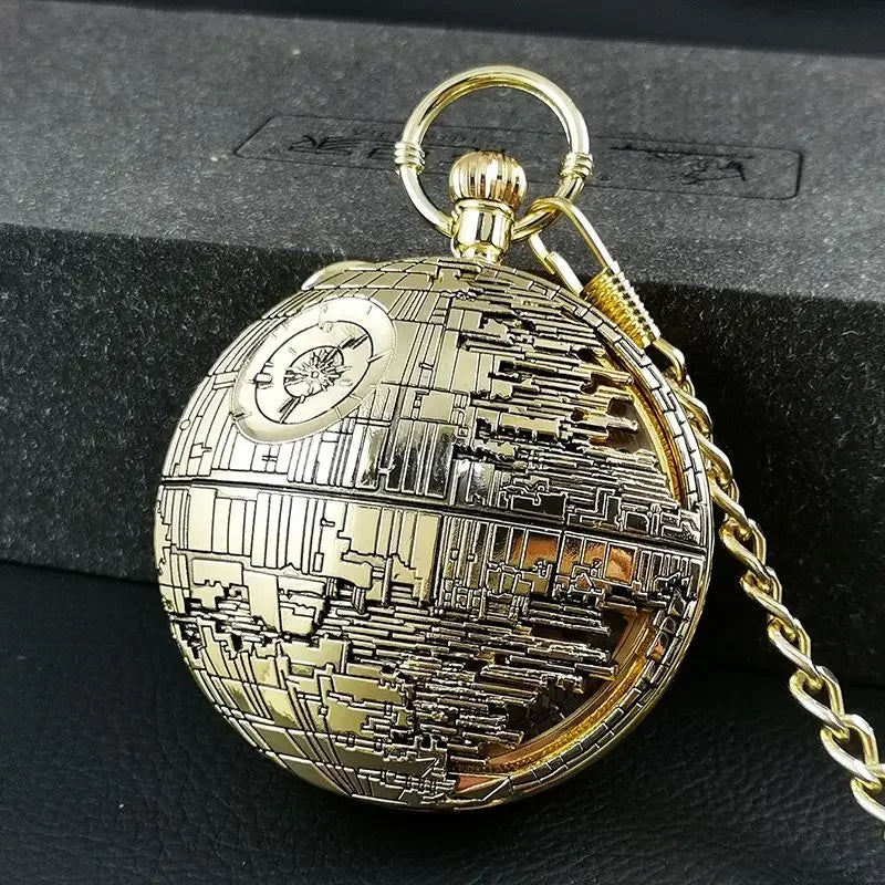 Star Wars Death Star Musical Pocket Watch – 2-in-1 Quartz Timepiece & Wind-Up Music Box