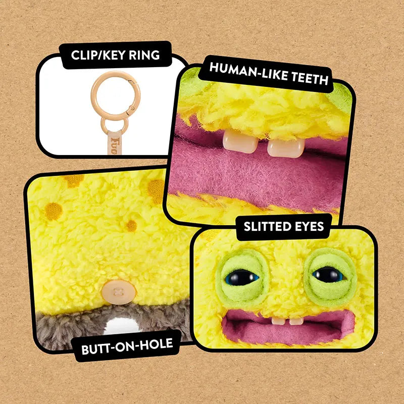 ZURU Fuggler x SpongeBob SquarePants Plush Collection - Limited Edition "Funny Ugly Monster" Keychains - Creepy-Cute Cartoon Collectibles - SpongeBob, Patrick, Squidward & Gary Editions